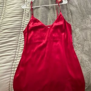 Reformation Red Silk Slip Dress (v-neck)